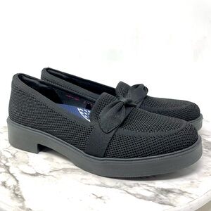 Skechers Cleo Taylor Stretch Fit Black Knit Bow Detail Chunky Loafers 9 Retro